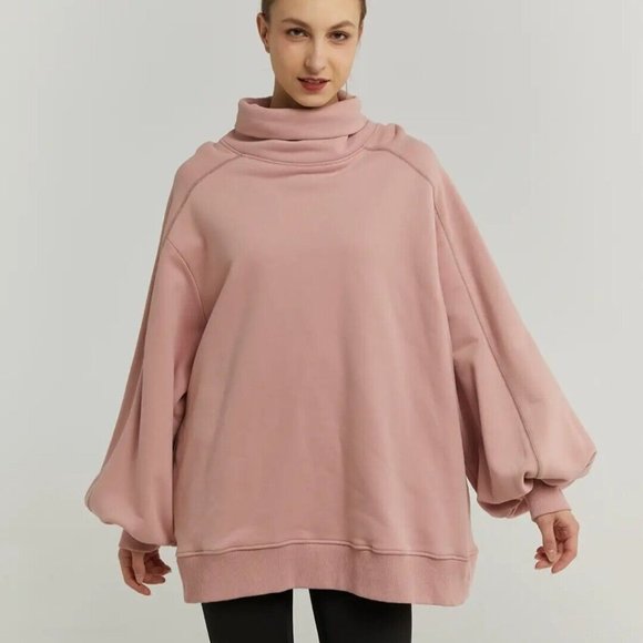 LIT Active Whisper Oversized Turtleneck Sweatshirt pink size M . B052-53 - Picture 7 of 8